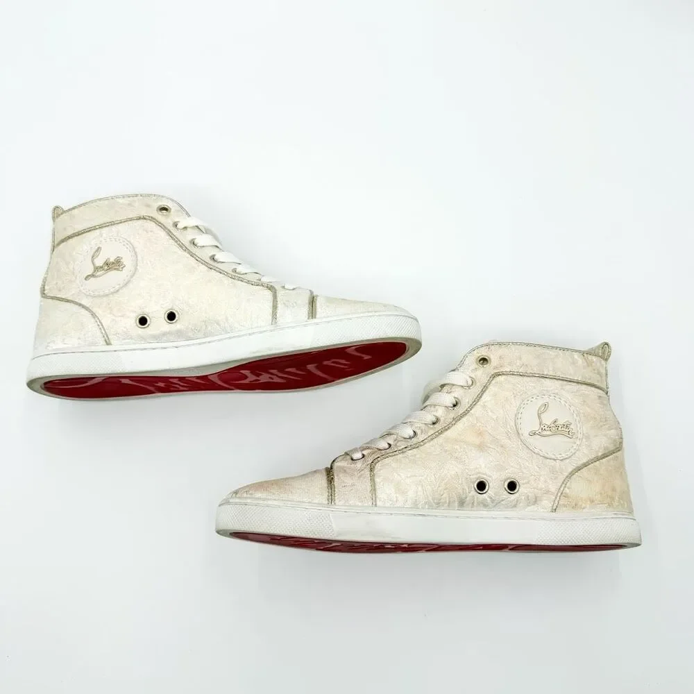 Christian Louboutin Bip Bip Orlato High Top White Floral Sneakers EU 37 US 7